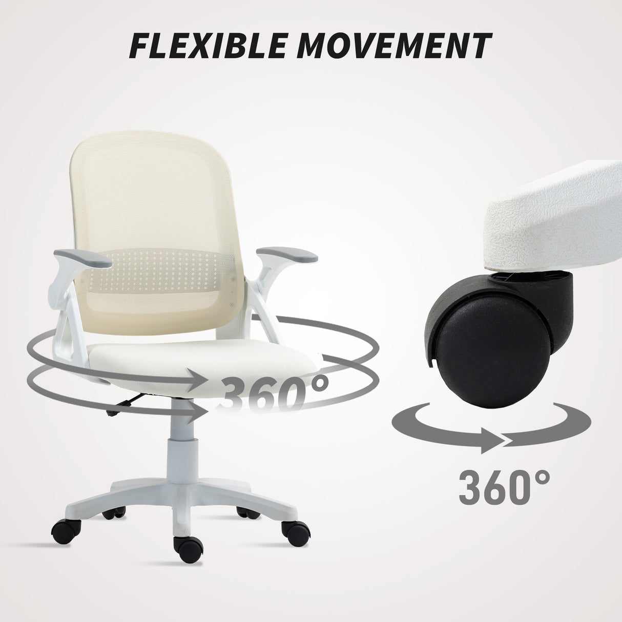 Polyester Fabric Home And Office Chair 57.5cm Wide With Flip Up Armrest - Velmora