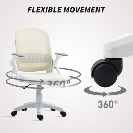 Polyester Fabric Home And Office Chair 57.5cm Wide With Flip Up Armrest - Velmora
