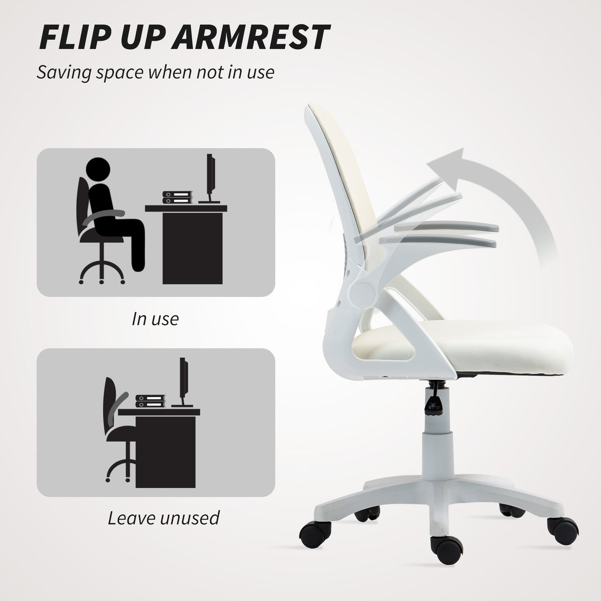 Polyester Fabric Home And Office Chair 57.5cm Wide With Flip Up Armrest - Velmora