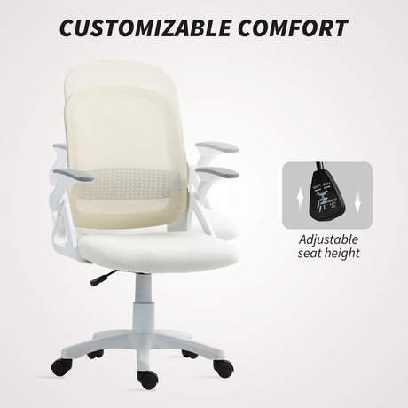 Polyester Fabric Home And Office Chair 57.5cm Wide With Flip Up Armrest - Velmora
