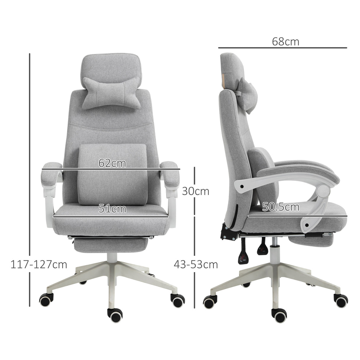 Polyester Fabric Home And Office Chair 62cm Wide High Back - Velmora