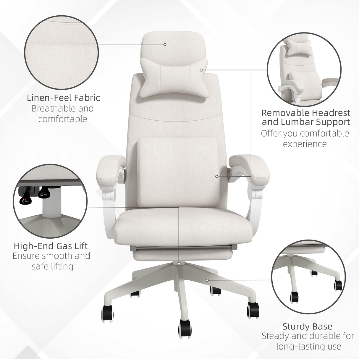 Polyester Fabric Home And Office Chair 62cm Wide High Back - Velmora