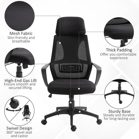 Polyester Fabric Home And Office Chair 64cm Wide High Back - Velmora