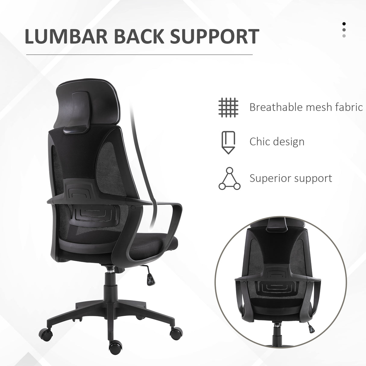 Polyester Fabric Home And Office Chair 64cm Wide High Back - Velmora