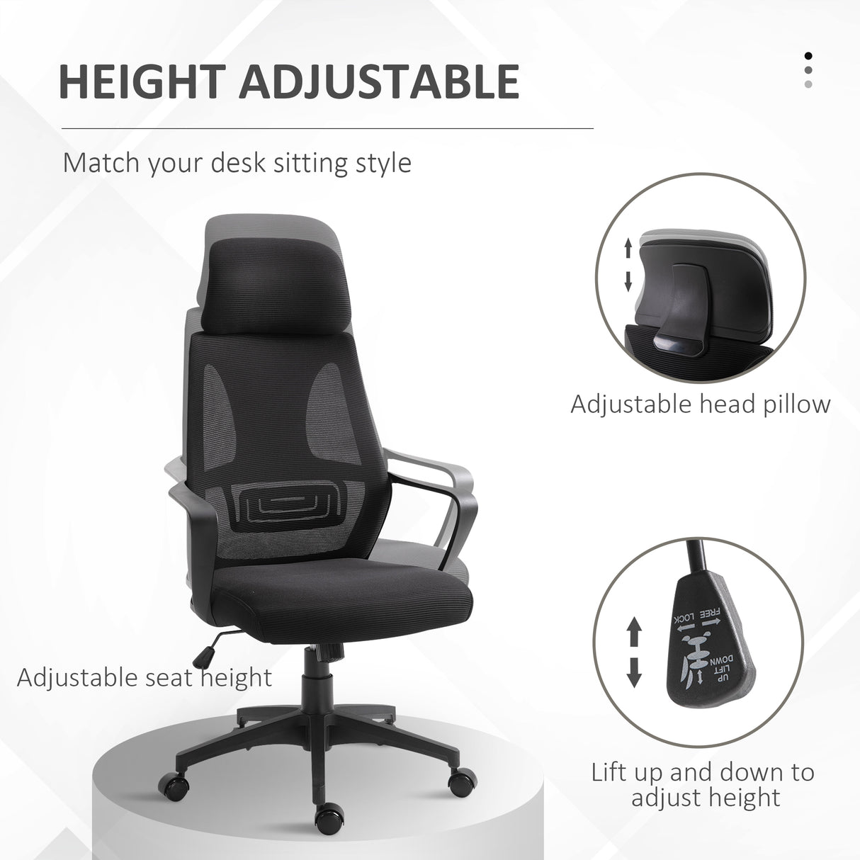 Polyester Fabric Home And Office Chair 64cm Wide High Back - Velmora