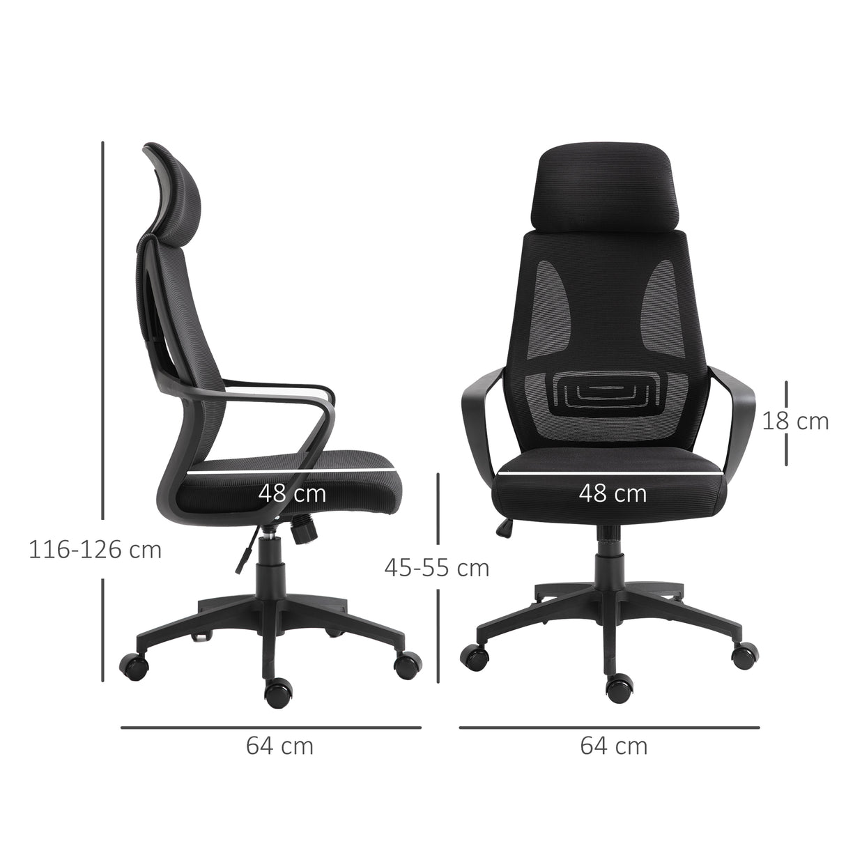 Polyester Fabric Home And Office Chair 64cm Wide High Back - Velmora