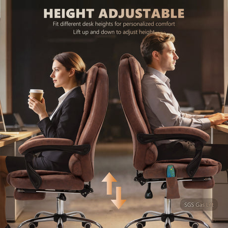 Polyester Fabric Home And Office Chair 65cm Wide With Footrest - Velmora