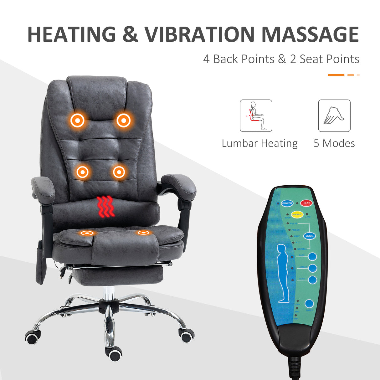 Polyester Fabric Home And Office Chair 65cm Wide With Footrest - Velmora