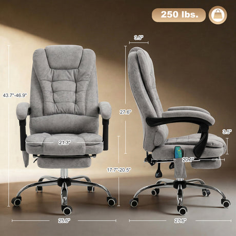 Polyester Fabric Home And Office Chair 65cm Wide With Footrest - Velmora