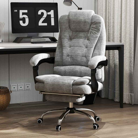 Polyester Fabric Home And Office Chair 65cm Wide With Footrest - Velmora