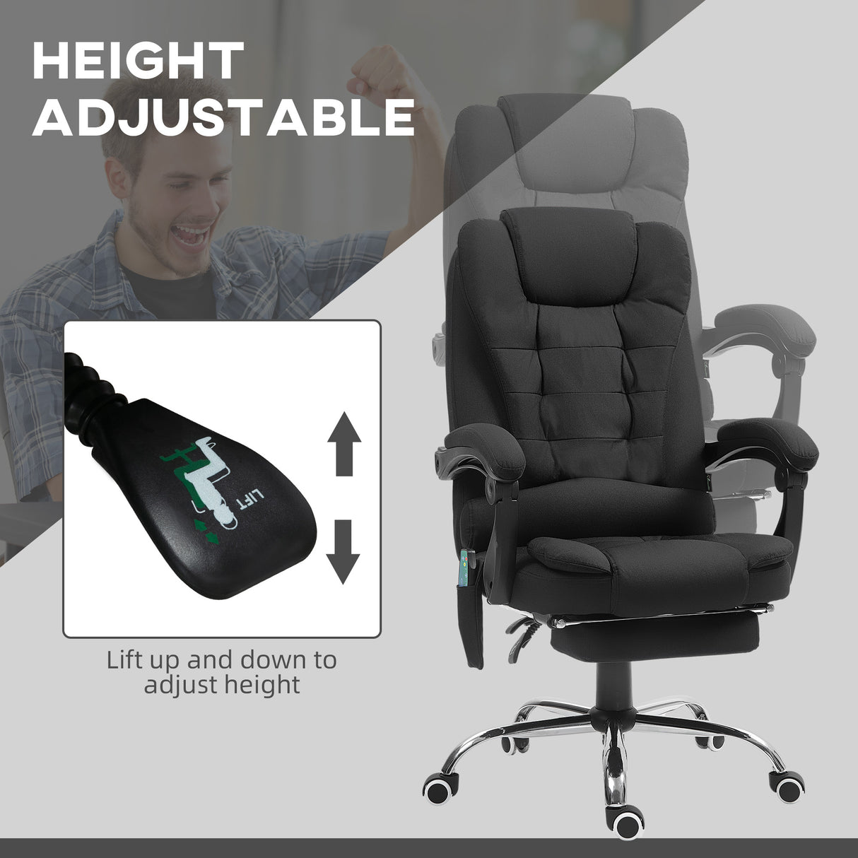 Polyester Fabric Home And Office Chair 65cm Wide With Footrest - Velmora