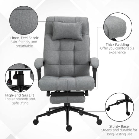 Polyester Fabric Home And Office Chair 66cm Wide With Headrest And Footrest - Velmora