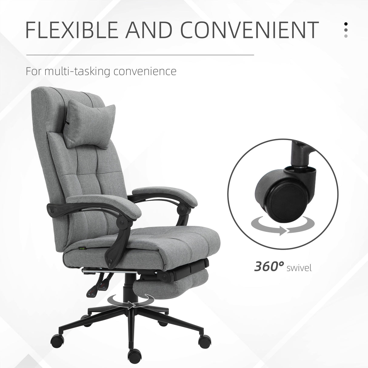 Polyester Fabric Home And Office Chair 66cm Wide With Headrest And Footrest - Velmora