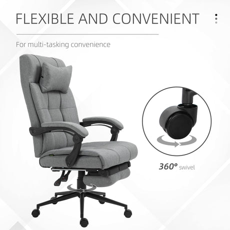 Polyester Fabric Home And Office Chair 66cm Wide With Headrest And Footrest - Velmora