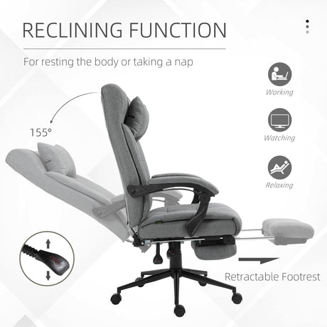 Polyester Fabric Home And Office Chair 66cm Wide With Headrest And Footrest - Velmora