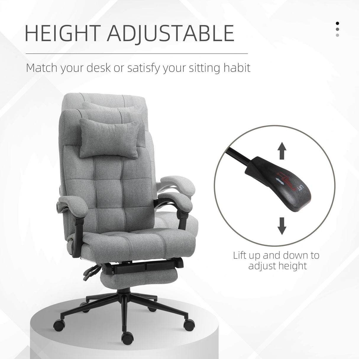 Polyester Fabric Home And Office Chair 66cm Wide With Headrest And Footrest - Velmora