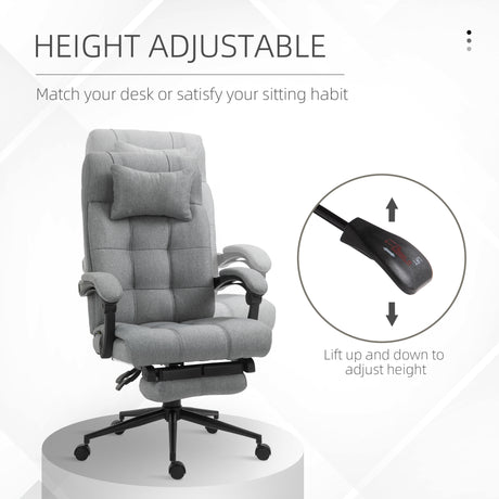 Polyester Fabric Home And Office Chair 66cm Wide With Headrest And Footrest - Velmora