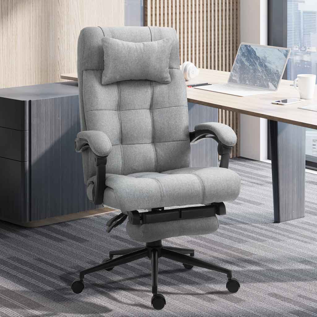 Polyester Fabric Home And Office Chair 66cm Wide With Headrest And Footrest - Velmora
