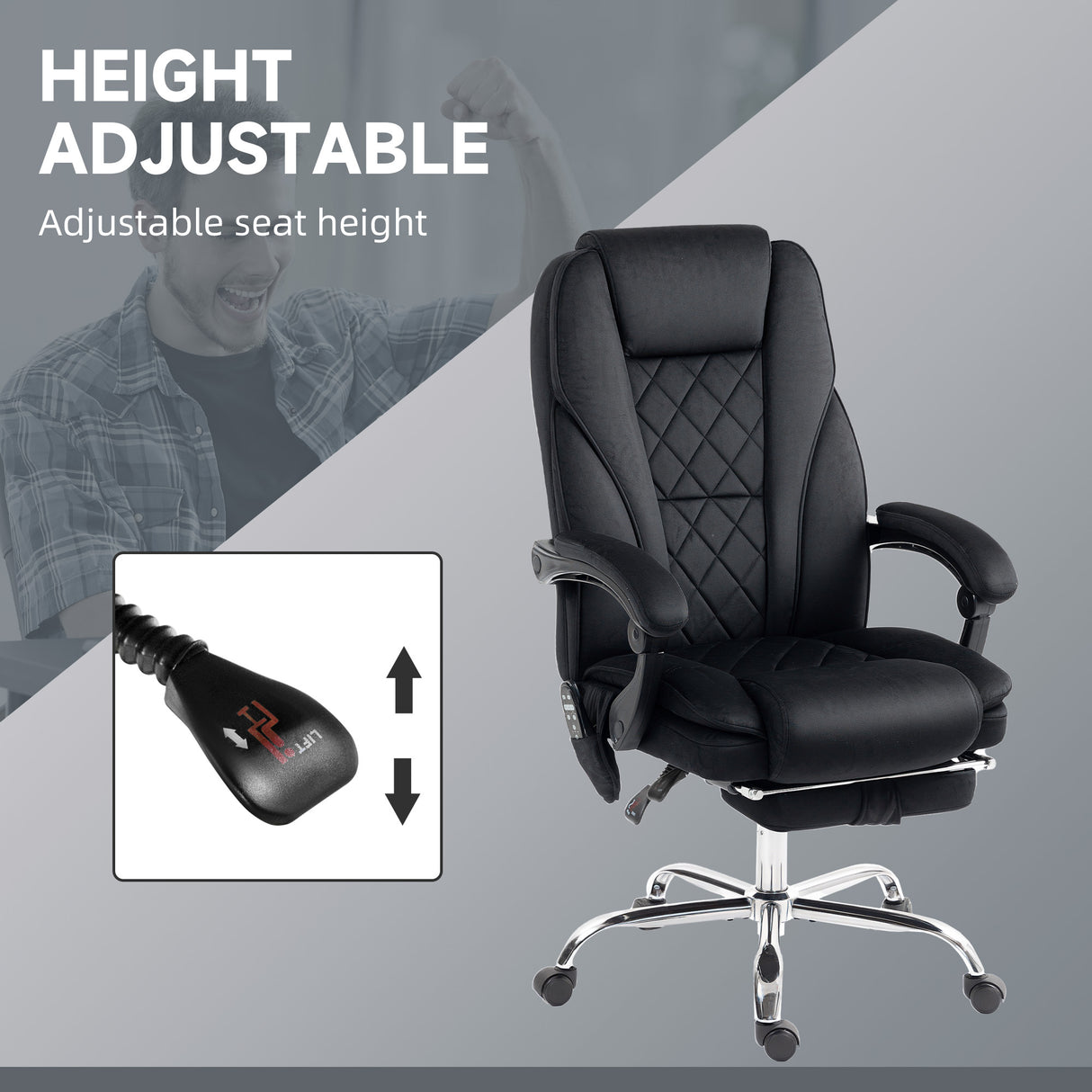 Polyester Fabric Home And Office Chair 67cm Wide With Footrest - Velmora
