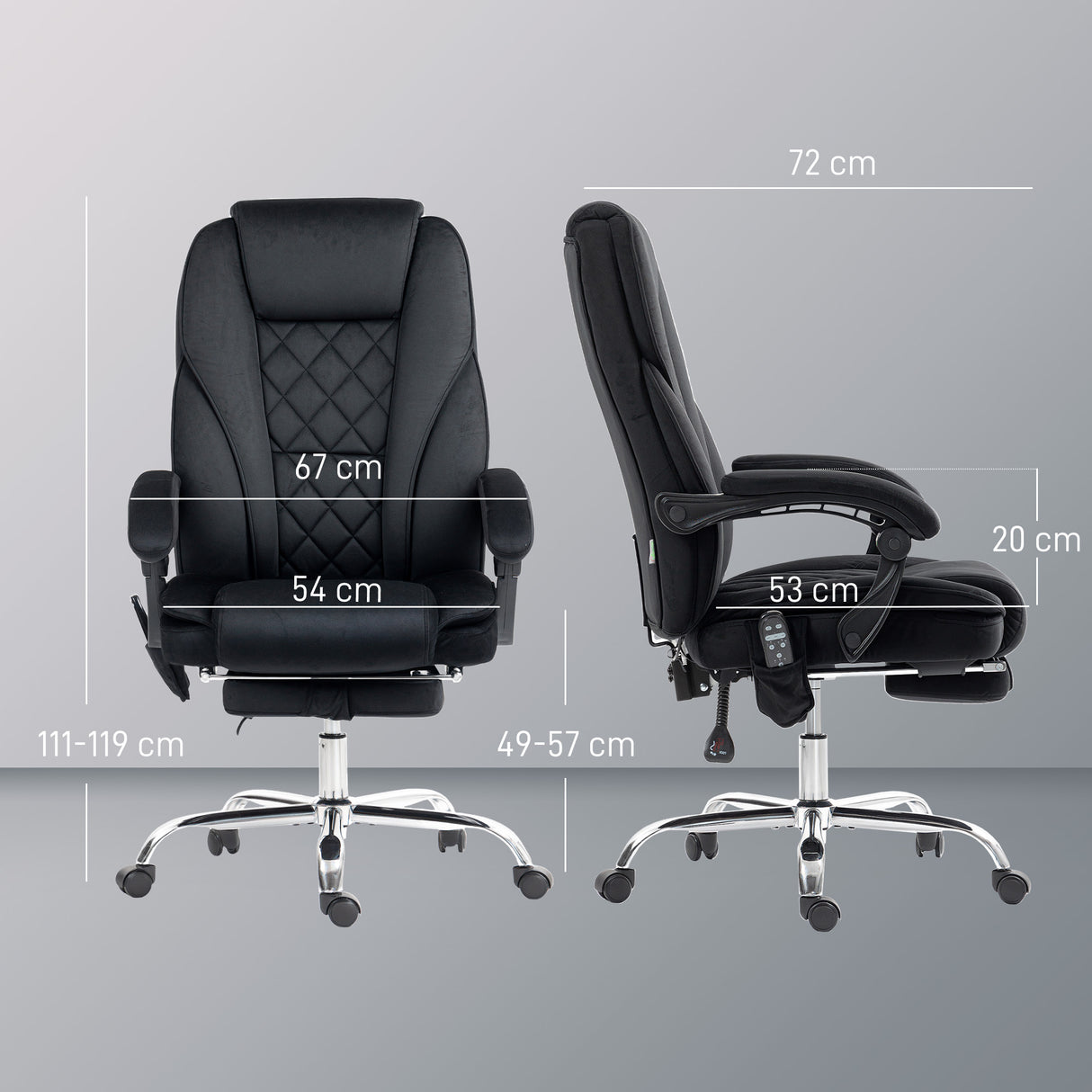 Polyester Fabric Home And Office Chair 67cm Wide With Footrest - Velmora