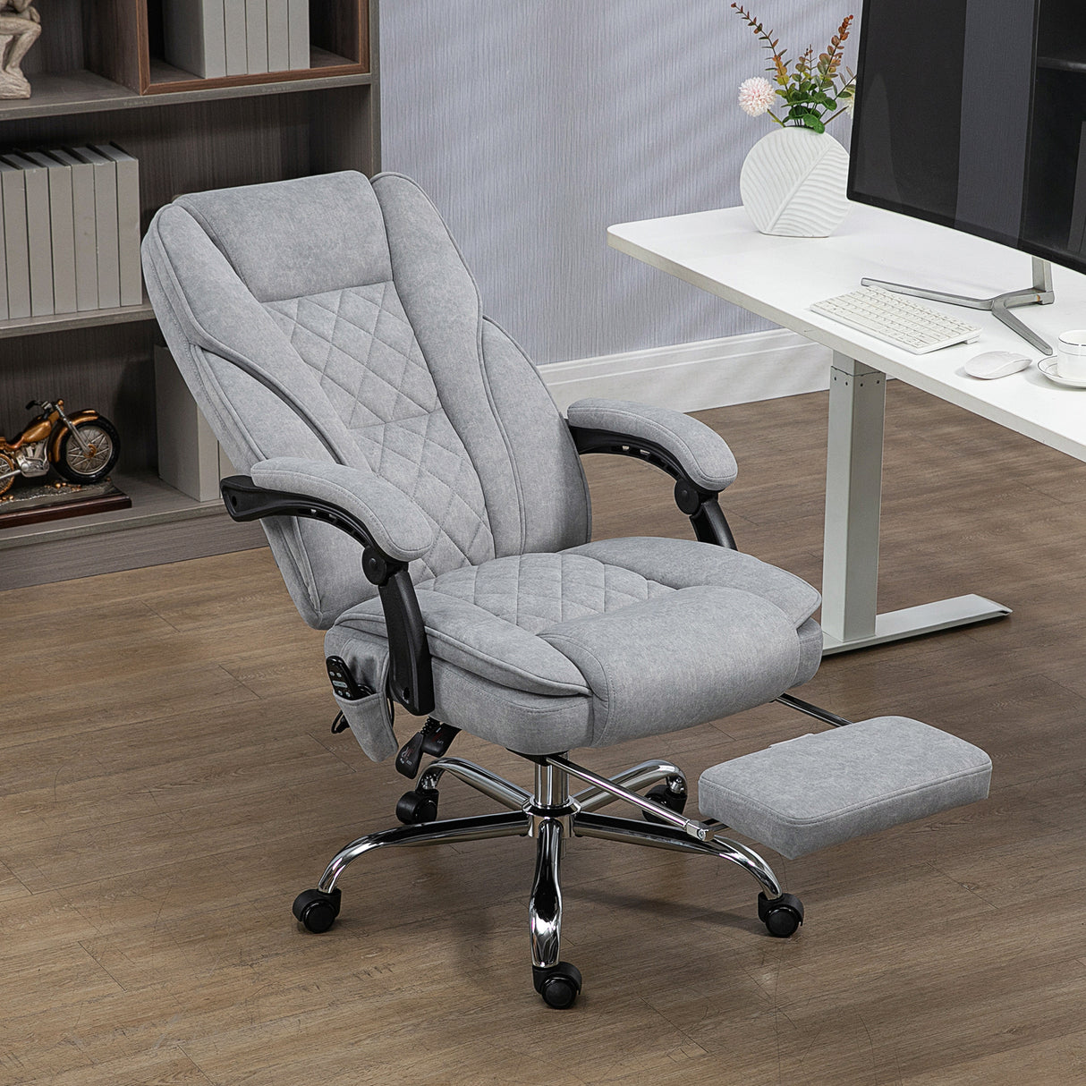 Polyester Fabric Home And Office Chair 67cm Wide With Footrest - Velmora