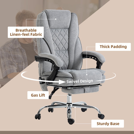 Polyester Fabric Home And Office Chair 67cm Wide With Footrest - Velmora