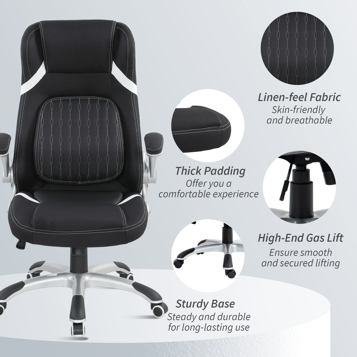 Polyester Fabric Home And Office Chair 68cm Wide High Back - Velmora