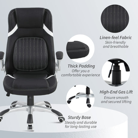 Polyester Fabric Home And Office Chair 68cm Wide High Back - Velmora