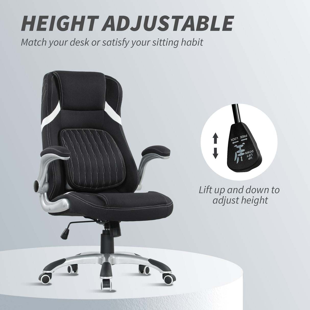 Polyester Fabric Home And Office Chair 68cm Wide High Back - Velmora