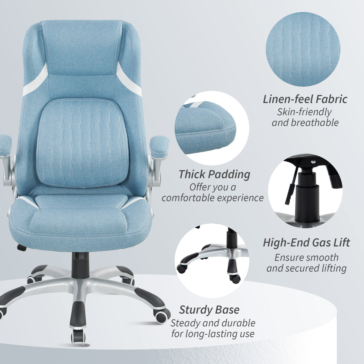 Polyester Fabric Home And Office Chair 68cm Wide High Back - Velmora