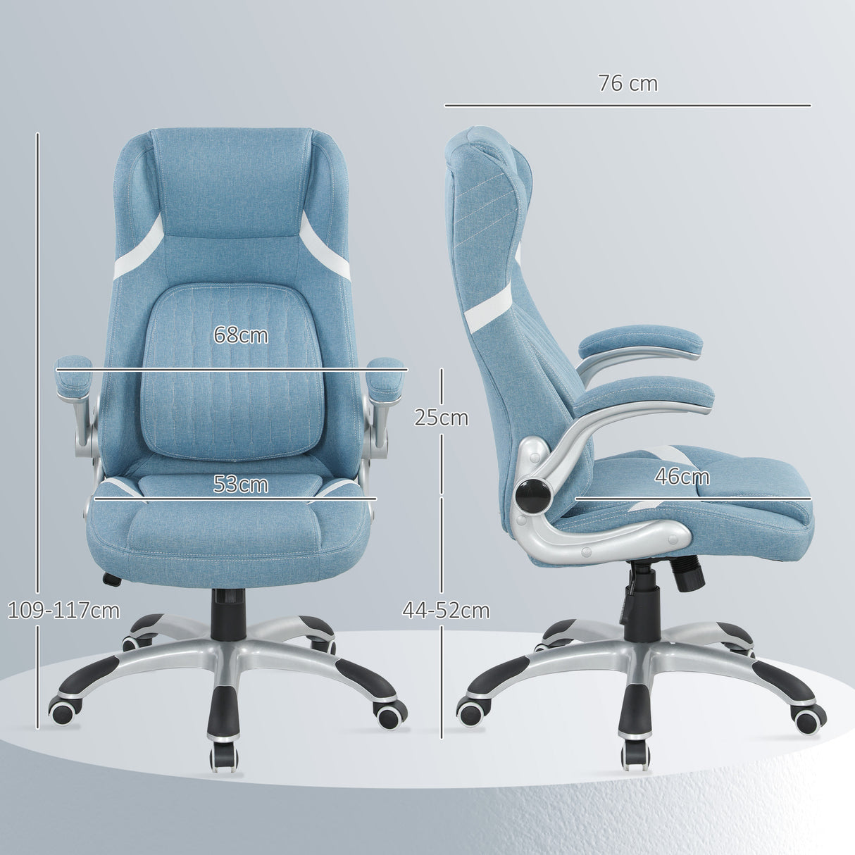 Polyester Fabric Home And Office Chair 68cm Wide High Back - Velmora