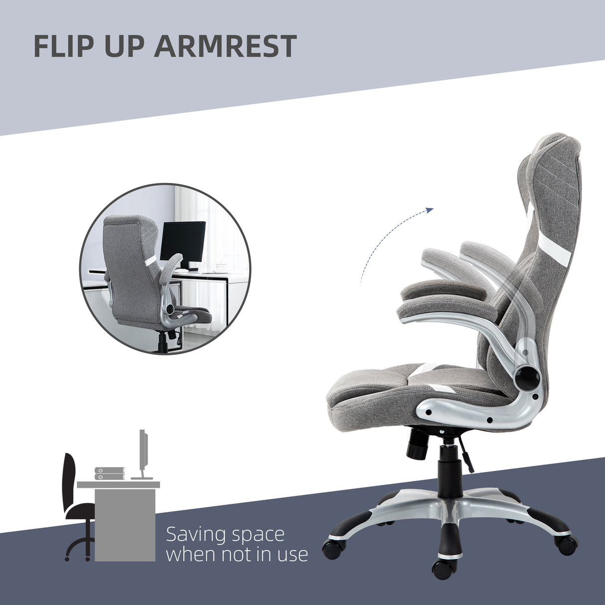 Polyester Fabric Home And Office Chair 68cm Wide High Back - Velmora