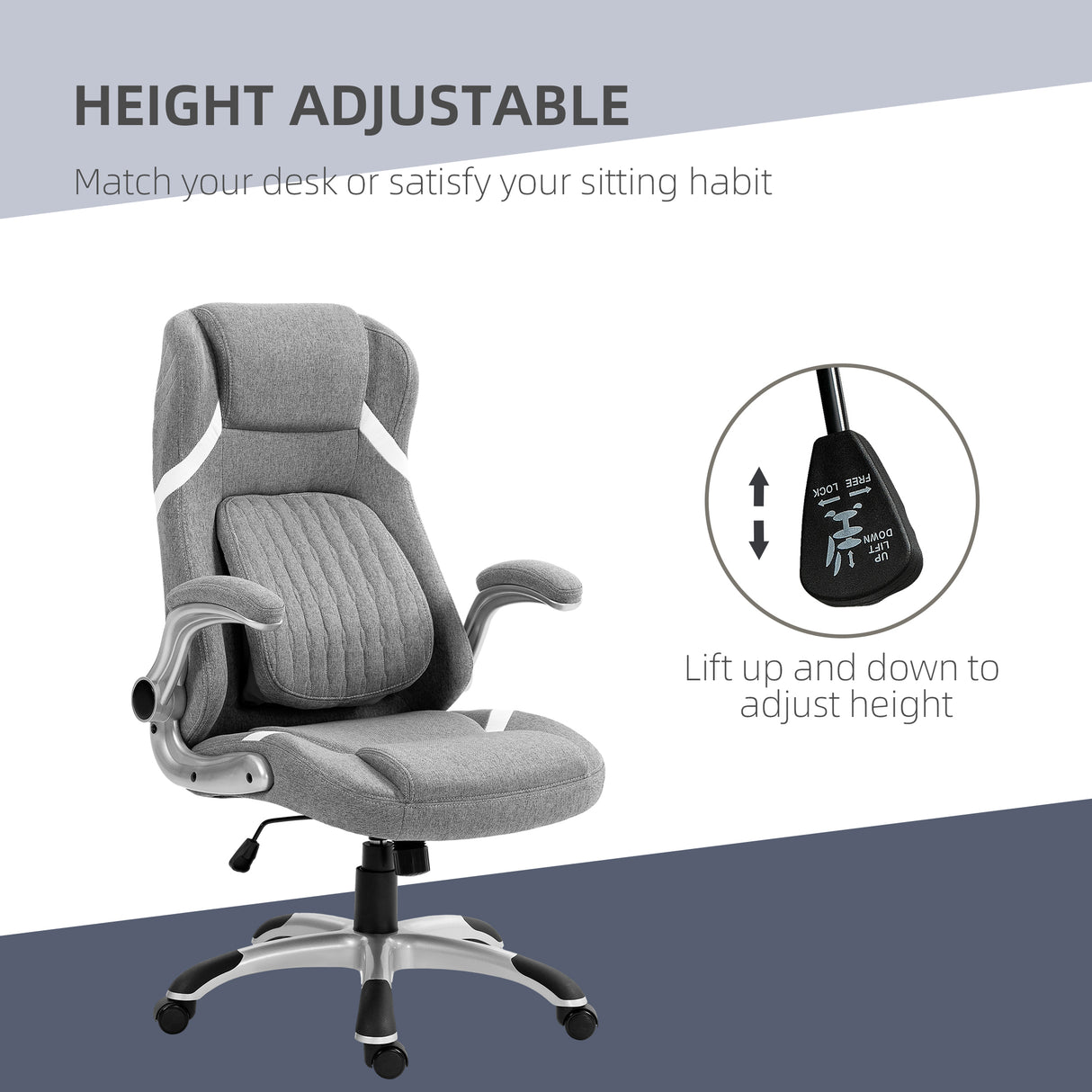 Polyester Fabric Home And Office Chair 68cm Wide High Back - Velmora