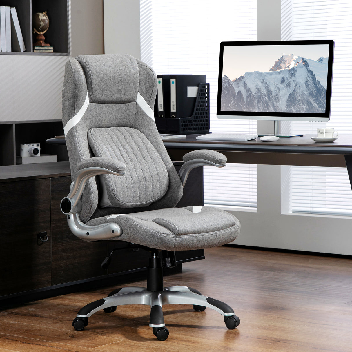Polyester Fabric Home And Office Chair 68cm Wide High Back - Velmora