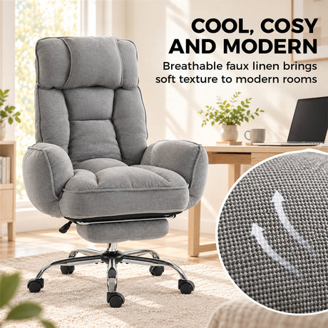Polyester Fabric Home And Office Chair 68cm Wide With Footrest - Velmora