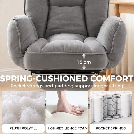 Polyester Fabric Home And Office Chair 68cm Wide With Footrest - Velmora