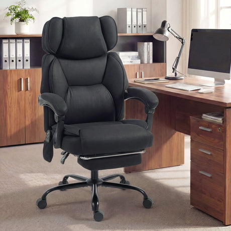 Polyester Fabric Home And Office Chair 70cm Wide With Footrest - Velmora