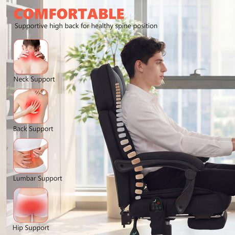 Polyester Fabric Home And Office Chair 70cm Wide With Footrest - Velmora