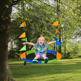 Polyester Fabric Kid Nest Swing Seat Saucer Tree Swing With Adjustable Rope - Velmora