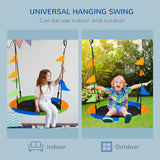 Polyester Fabric Kid Nest Swing Seat Saucer Tree Swing With Adjustable Rope - Velmora