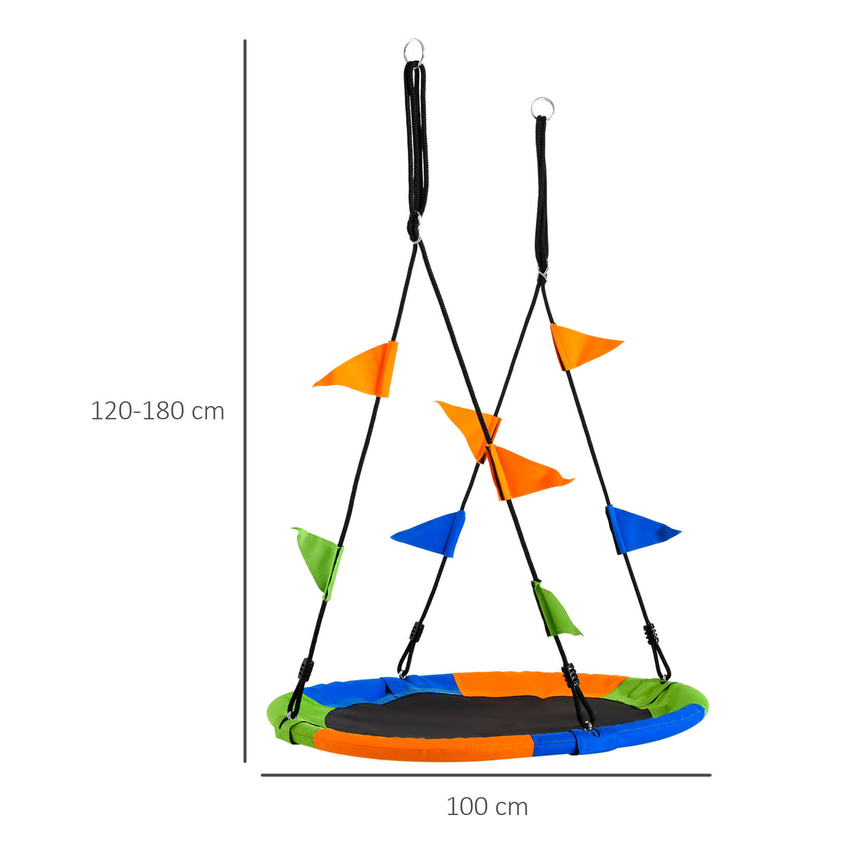 Polyester Fabric Kid Nest Swing Seat Saucer Tree Swing With Adjustable Rope - Velmora