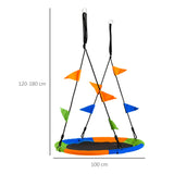 Polyester Fabric Kid Nest Swing Seat Saucer Tree Swing With Adjustable Rope - Velmora