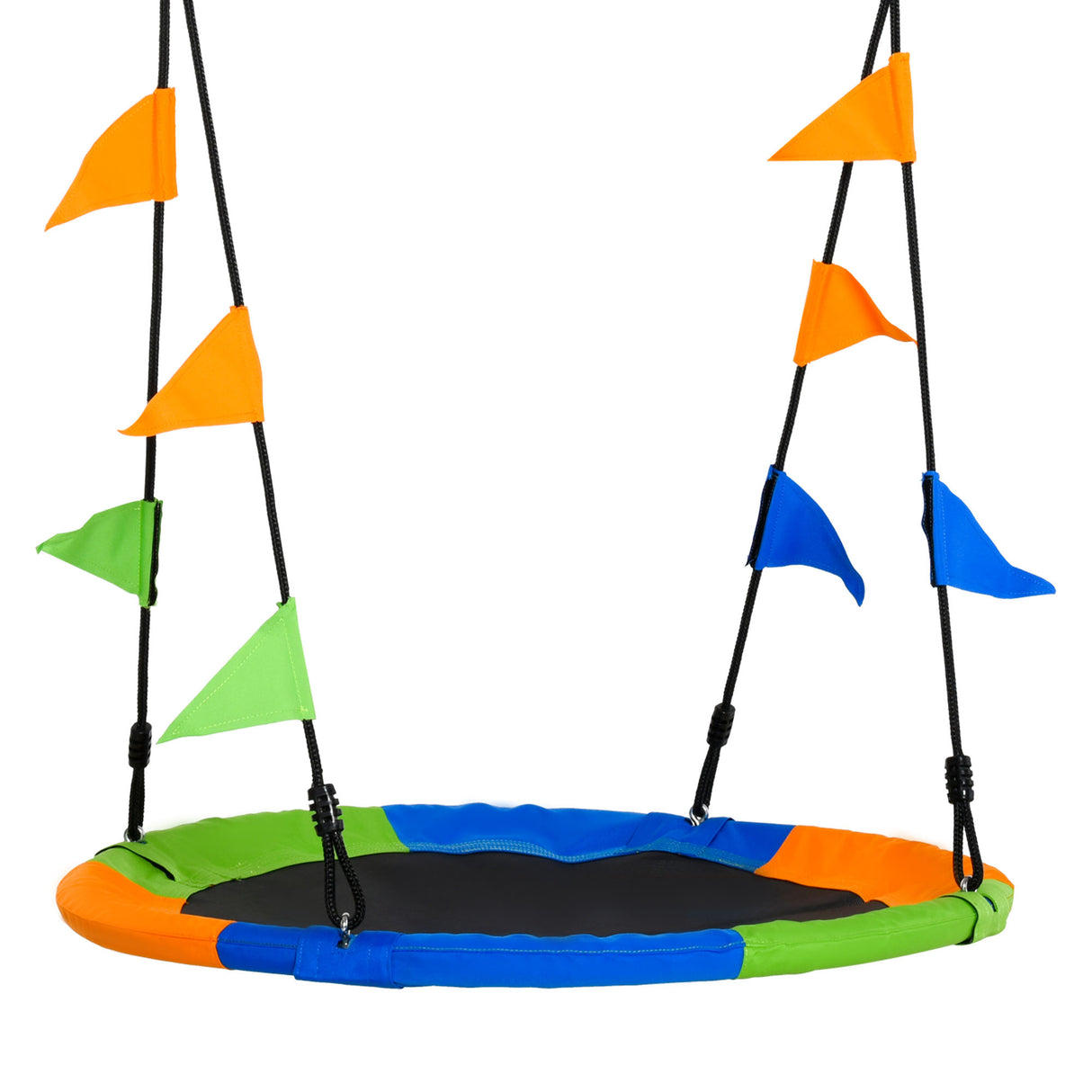 Polyester Fabric Kid Nest Swing Seat Saucer Tree Swing With Adjustable Rope - Velmora