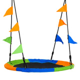 Polyester Fabric Kid Nest Swing Seat Saucer Tree Swing With Adjustable Rope - Velmora