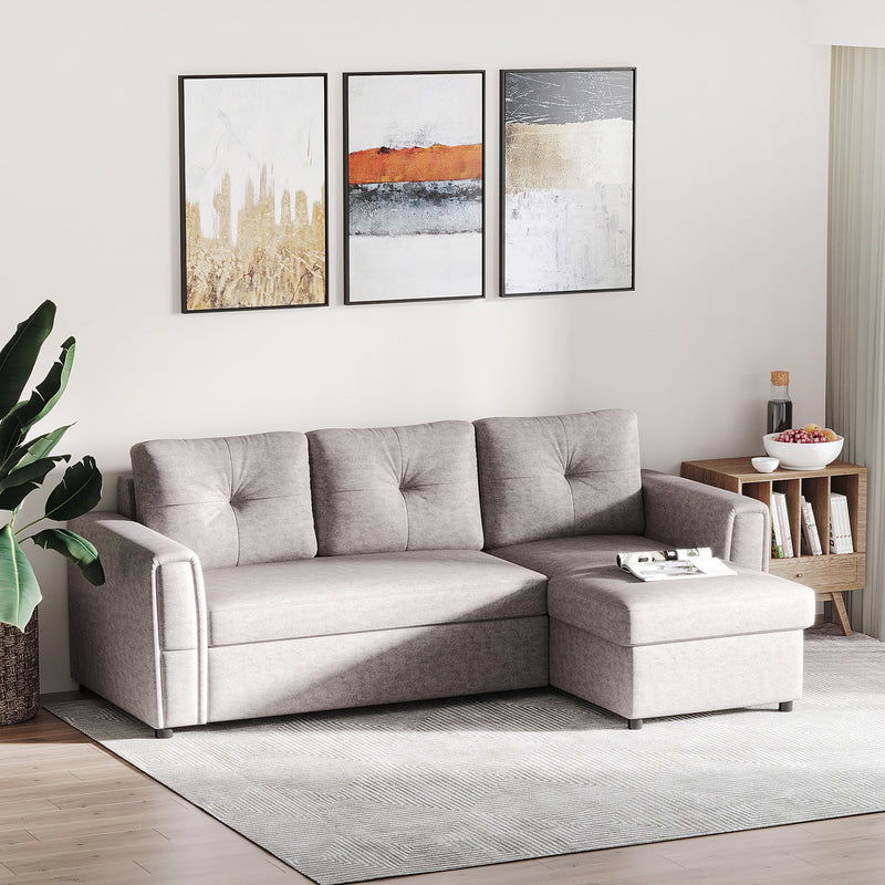 Polyester Fabric L Shaped Corner Sofa Bed Reversible Storage Chaise polyester-fabric-l-shaped-corner-sofa-bed-reversible-storage-chaise