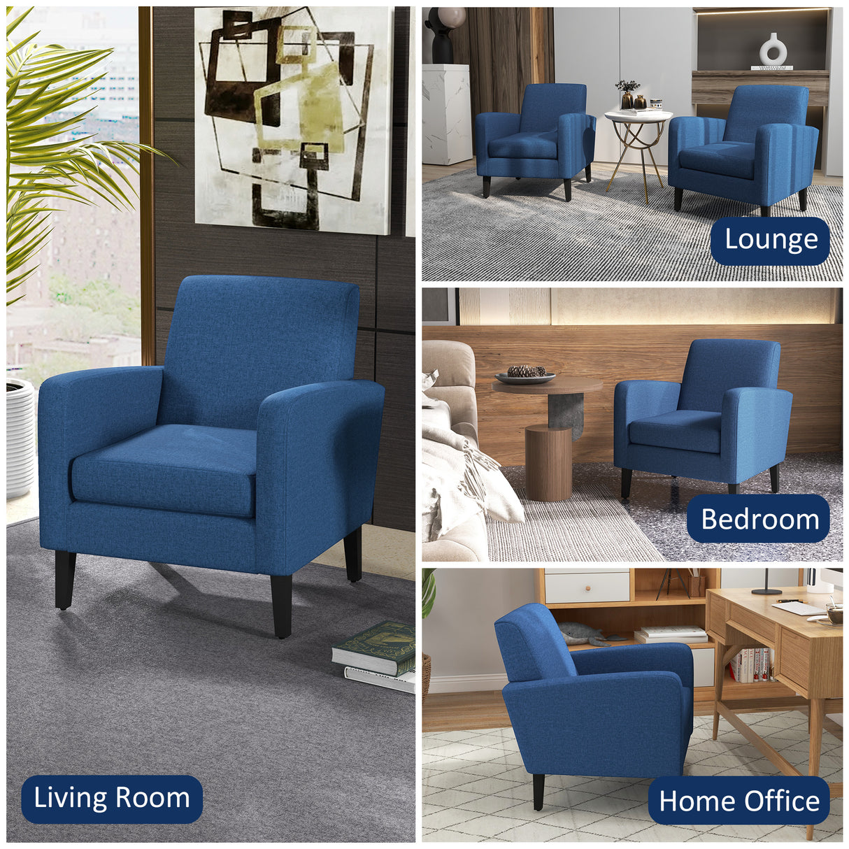 Polyester Fabric Occasional Armchair 66cm Wide - Velmora