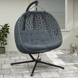 Polyester Fabric Outdoor Double Hanging Swing Chair With Cushion - Velmora
