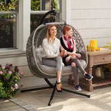 Polyester Fabric Outdoor Double Hanging Swing Chair With Cushion - Velmora