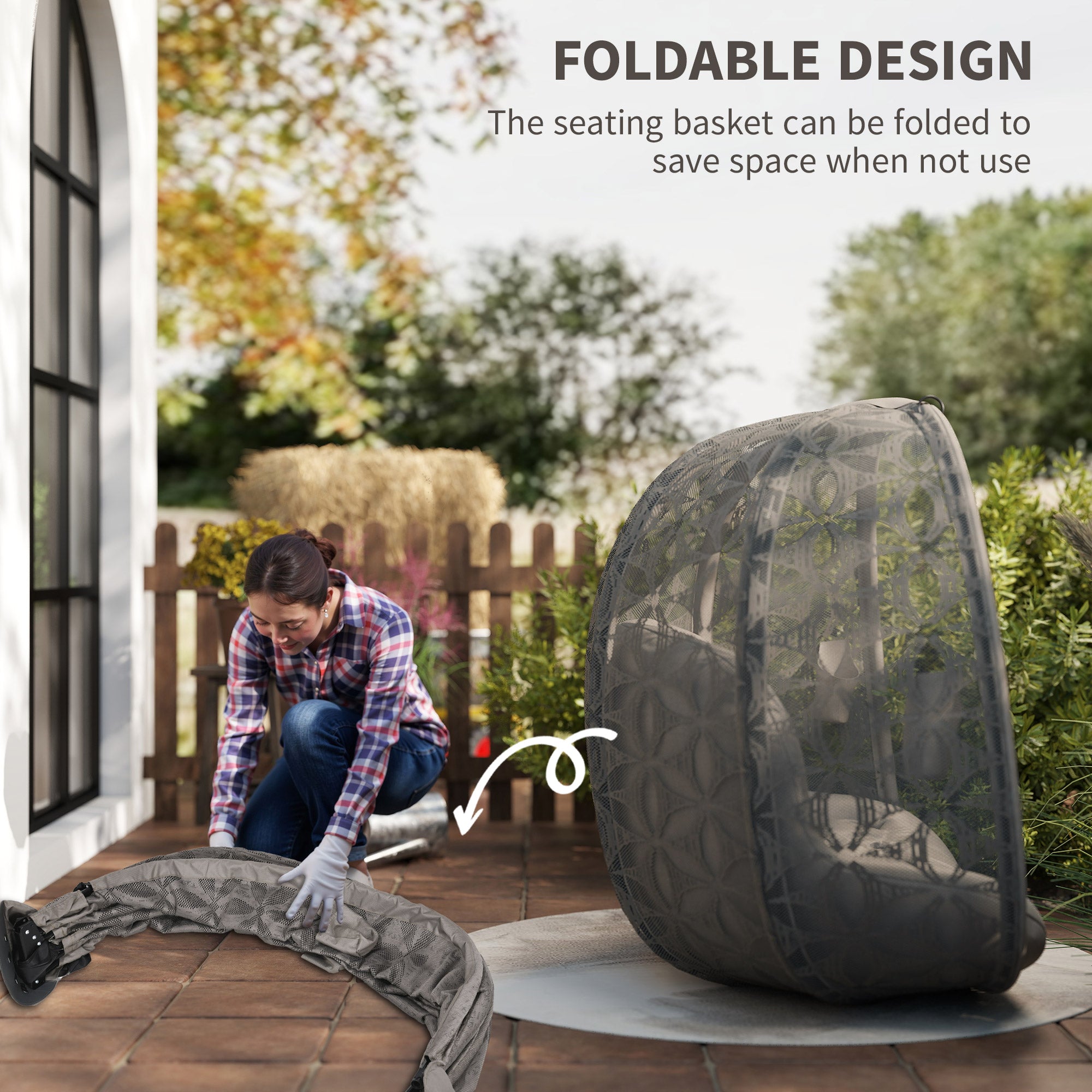 Polyester Fabric Outdoor Double Hanging Swing Chair With Cushion - Velmora