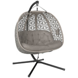 Polyester Fabric Outdoor Double Hanging Swing Chair With Cushion - Velmora